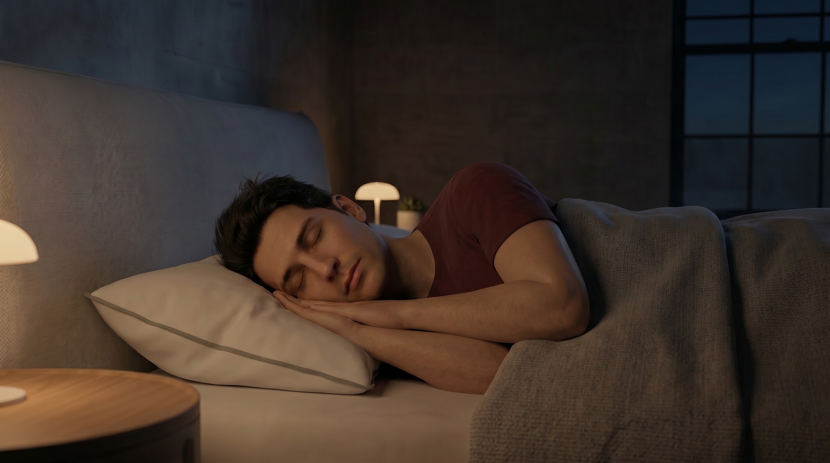 Man sleeping peacefully at night